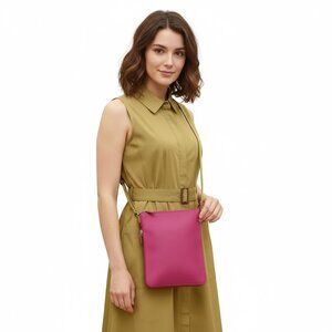 ili new york expandable crossbody leather woman bag Pink lime Green quite luxury